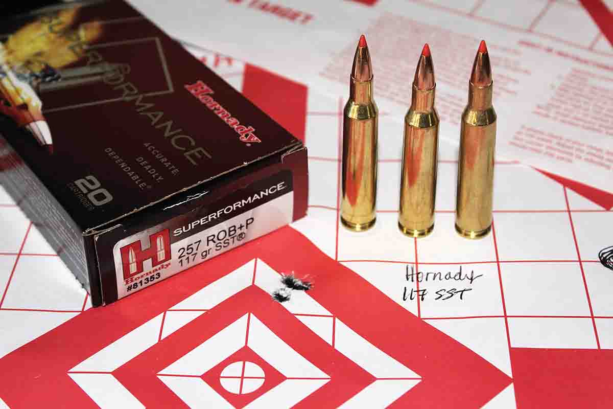 Hornady’s 117-grain SST SUPERFORMANCE ammunition proved difficult to beat from the Ruger No. 1. Three, 3-shot groups averaged .65 inch, which remained quite consistent through all groups fired.